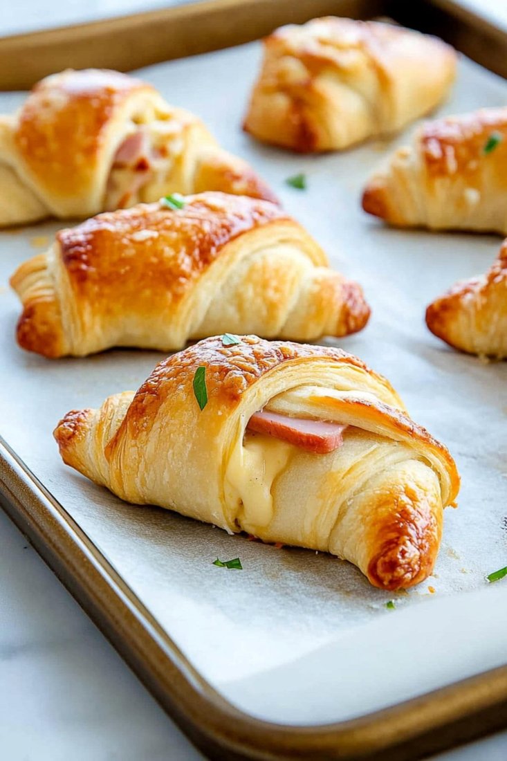 Ham and swiss crescent rolls
